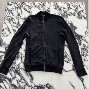 Michael Kors Men's Zip Up Sweater in Black/Grey. Size S.